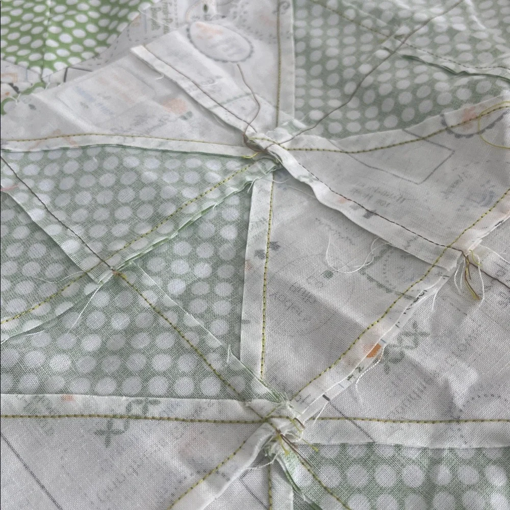 Green Polka Dot Quilt little doll or wall Top